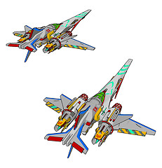 Image showing Colorful fantasy battle cruiser vector illustration on white bac