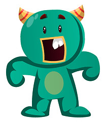 Image showing Green monster surprised vector illustration