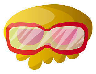 Image showing Big yellow cartoon skull with red glasses vector illustartion on