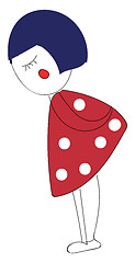 Image showing Girl with blue hair and red polka dots dress looks beautiful vec
