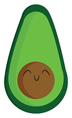 Image showing Half-cut ripe green avocado vector or color illustration