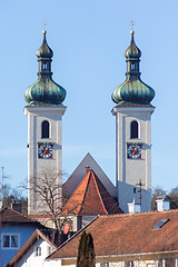 Image showing towers of the church of Tutzing Bavaria Germany