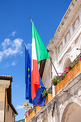 Image showing flag of Italy and Europe