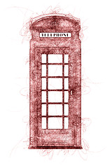 Image showing a typical London phone booth ballpoint pen doodle