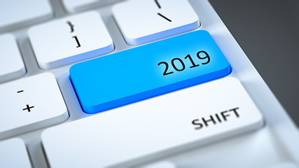 Image showing computer keyboard New Year 2019