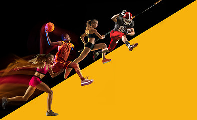 Image showing Creative collage of a sportsmen in action