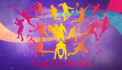 Image showing Creative collage of drawned silhouettes of sportsmen