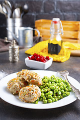 Image showing cutlets with peas