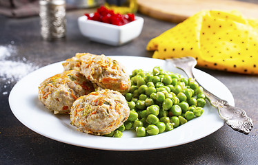 Image showing cutlets with peas