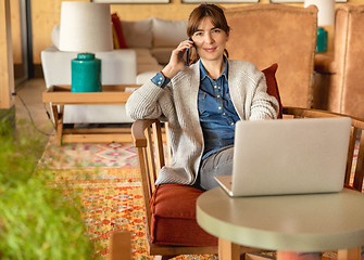 Image showing Woman working on a laptop 