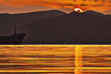 Image showing colorful sunset in Milos island