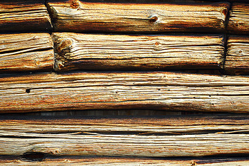 Image showing textural detail of log house wall