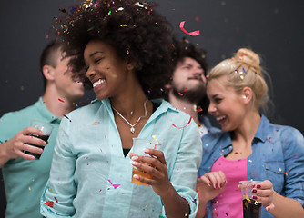 Image showing confetti party multiethnic group of people