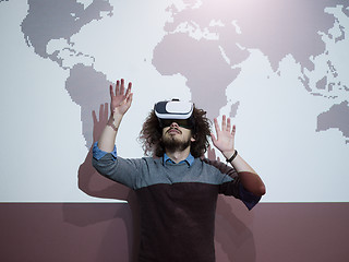 Image showing businessman using VR-headset glasses of virtual reality