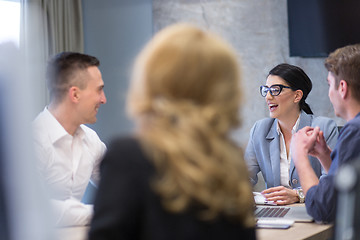 Image showing Startup Business Team At A Meeting at modern office building