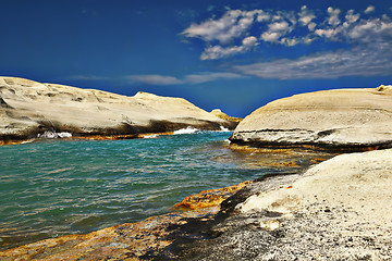 Image showing beautiful beach of Sarakiniko, Milos island