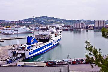 Image showing Ancona, Italy - June 8, 2019: The harbor of Ancona with cruise l