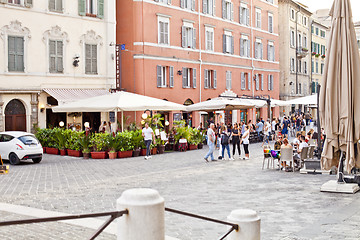 Image showing Ancona, Italy - June 8 2019: People enjoying summer day and food