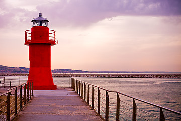 Image showing Red lighthouse of Ancona, Italy.