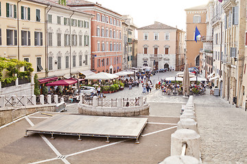 Image showing Ancona, Italy - June 8 2019: People enjoying summer day and food