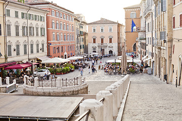 Image showing Ancona, Italy - June 8 2019: People enjoying summer day and food