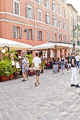 Image showing Ancona, Italy - June 8 2019: People enjoying summer day and food