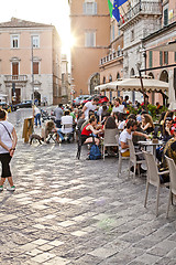 Image showing Ancona, Italy - June 8 2019: People enjoying summer day and food