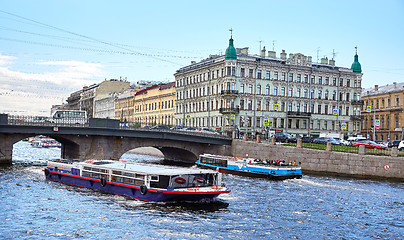 Image showing Panoramic view of Fontanka river, St.Petersburg