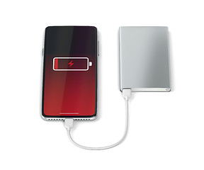 Image showing Charging smartphone with a power bank