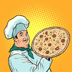 Image showing Italian chef with pizza