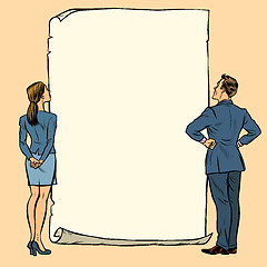 Image showing man and woman blank banner