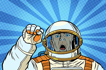 Image showing angry astronaut cosmonaut protester, rally resistance freedom democracy