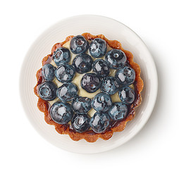 Image showing blueberry tart on white plate