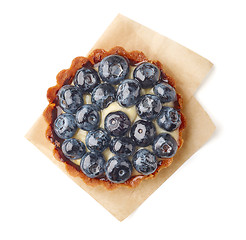 Image showing blueberry tart on white background