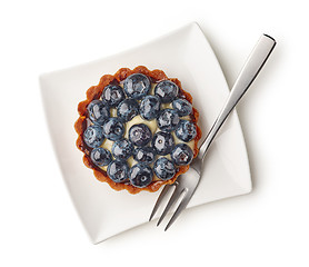 Image showing blueberry tart on white background