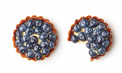 Image showing blueberry tart on white background