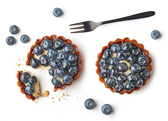 Image showing blueberry tart on white background
