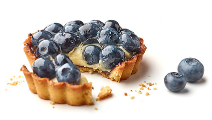 Image showing blueberry tart on white background