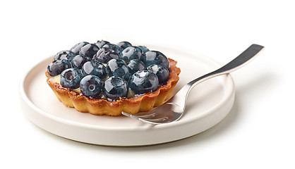 Image showing blueberry tart on white plate