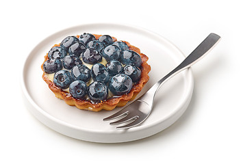 Image showing blueberry tart on white background