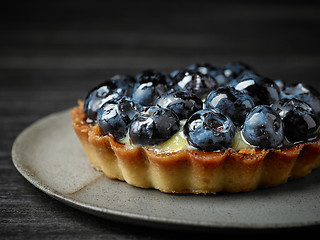 Image showing close up of blueberry tart