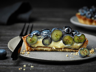 Image showing close up of blueberry tart