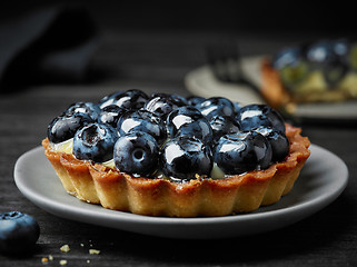 Image showing close up of blueberry tart