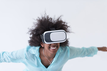 Image showing black girl using VR headset glasses of virtual reality