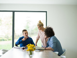 Image showing Startup Business Team At A Meeting at modern office building