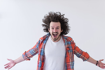 Image showing man standing with open arms isolated on a white