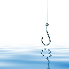 Image showing fishing hook over water background