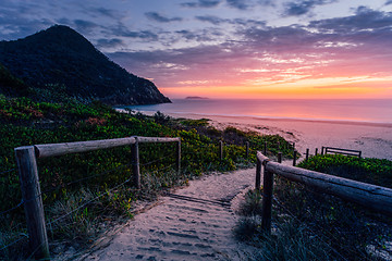 Image showing Path to beach and beautiful sunrise Australia