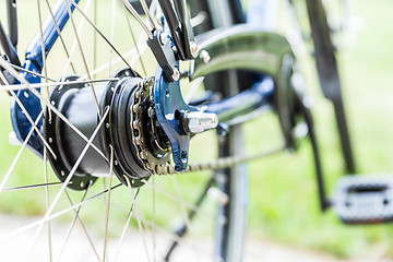 Image showing Bicycle - detail of gear and chain 