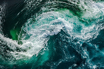 Image showing Waves of water of the river and the sea meet each other during h